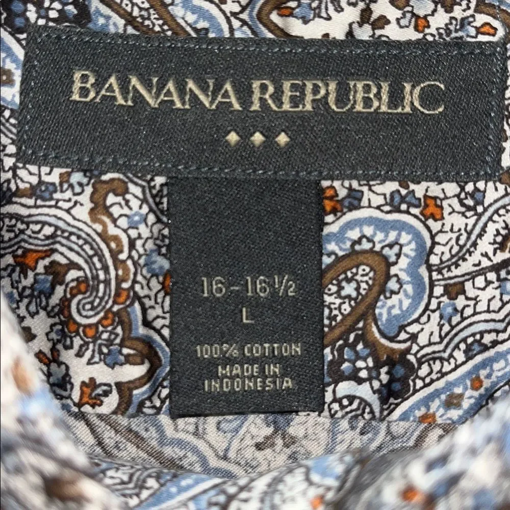 Amazing Paisley banana republic Cotton Lawn French Cuff Dress Party Work Shirt L
